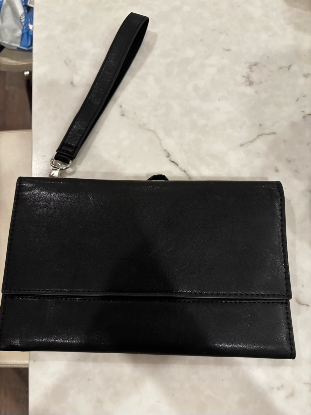 Zara Black Leather Wristlet Clutch